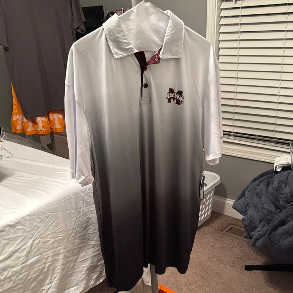 NWT Mississippi State Colosseum Black and White Ombre Men's Polo